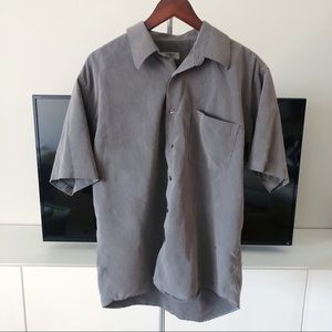 H&O Men’s Dark Grey Short Sleeve Casual Button Down Shirt